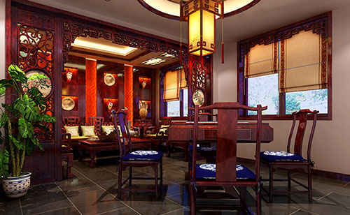 阳城古典中式风格茶楼包间设计装修效果图