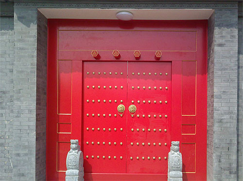阳城中国传统四合院系列朱红色中式木制大门木作